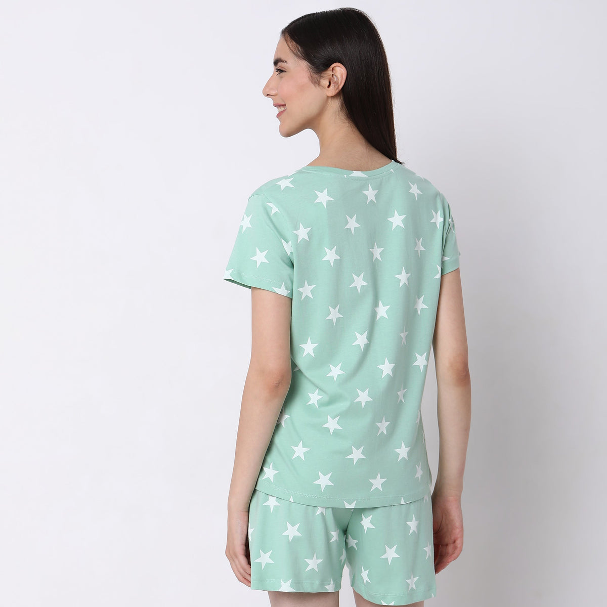 Women Wearing Regular Fit Printed Sleepwear Top