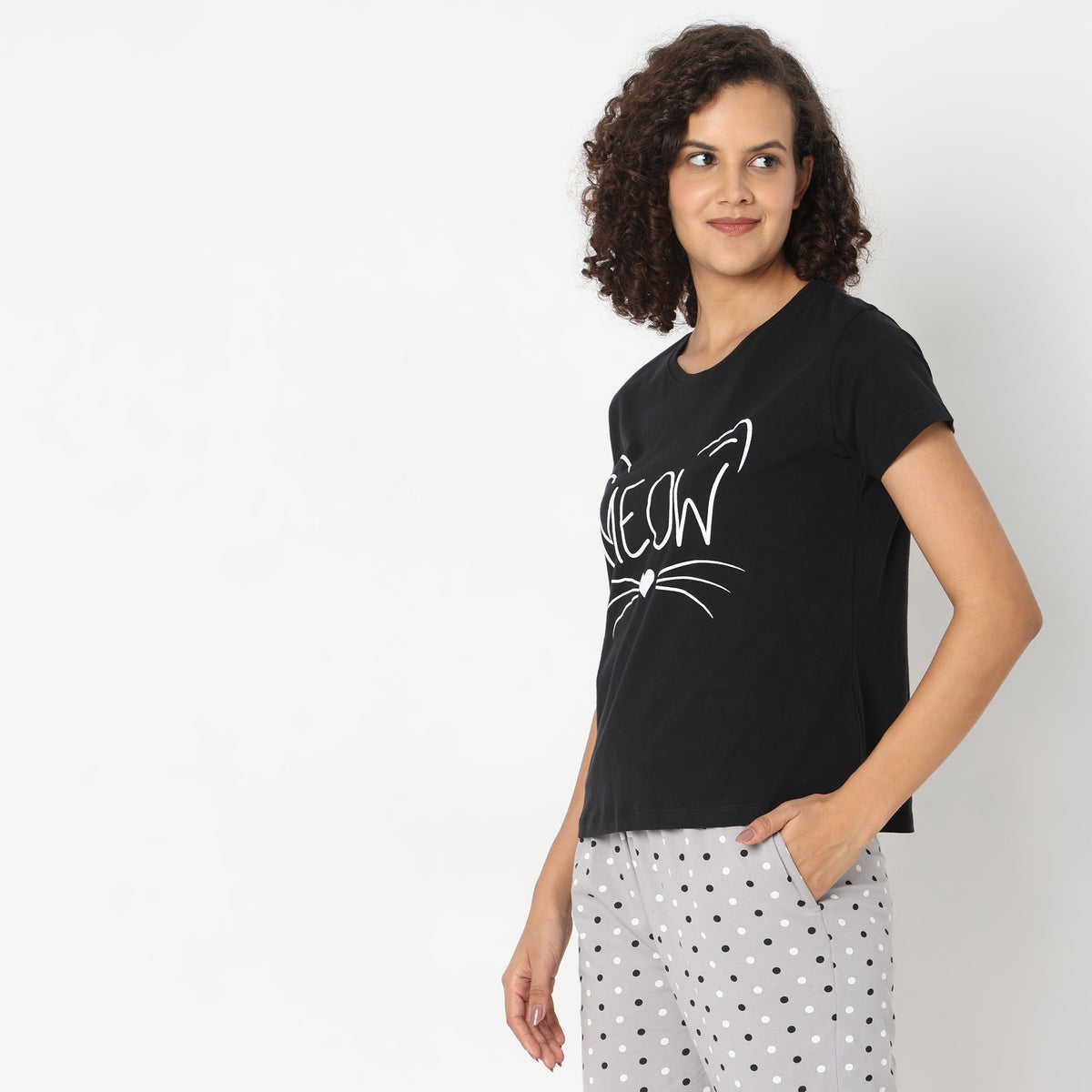 Regular Fit Animal Print Sleepwear Top