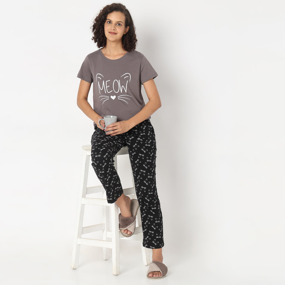 Regular Fit Animal Print Sleepwear Top