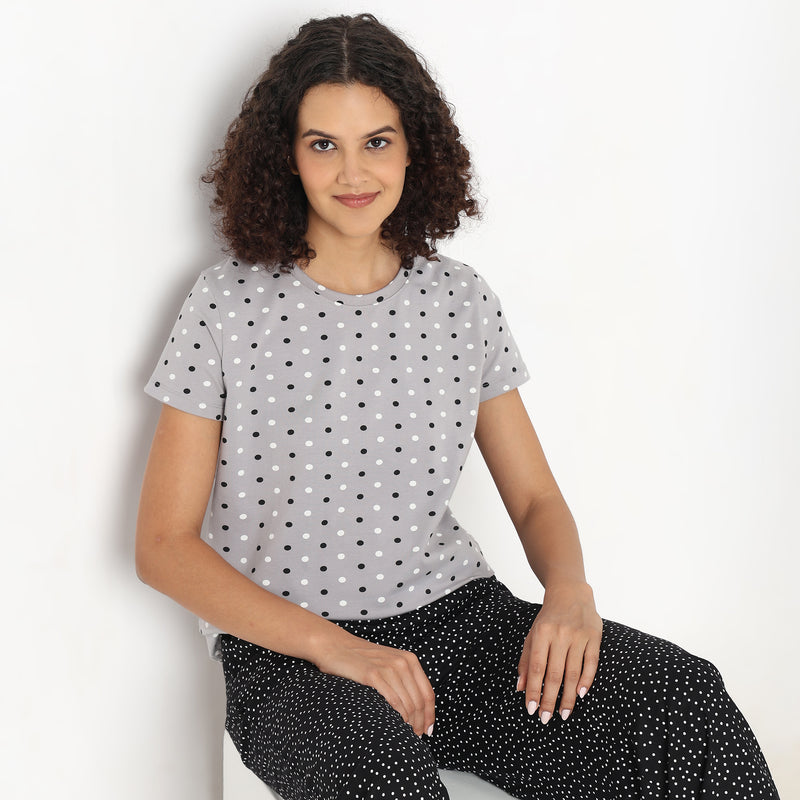 Regular Fit Polka Dot Sleepwear Top