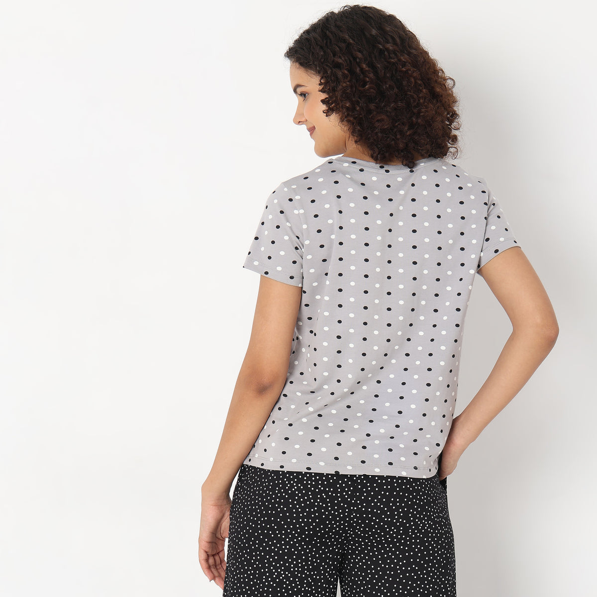 Regular Fit Polka Dot Sleepwear Top