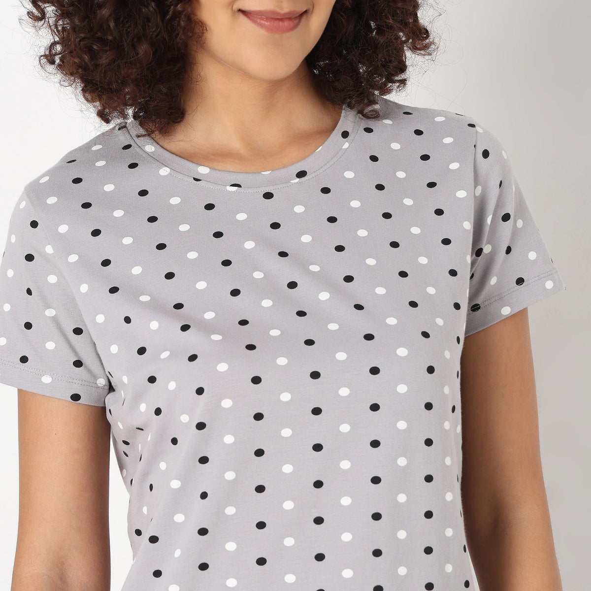 Regular Fit Polka Dot Sleepwear Top