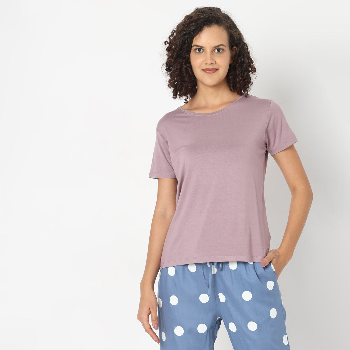 Regular Fit Solid Sleepwear Top