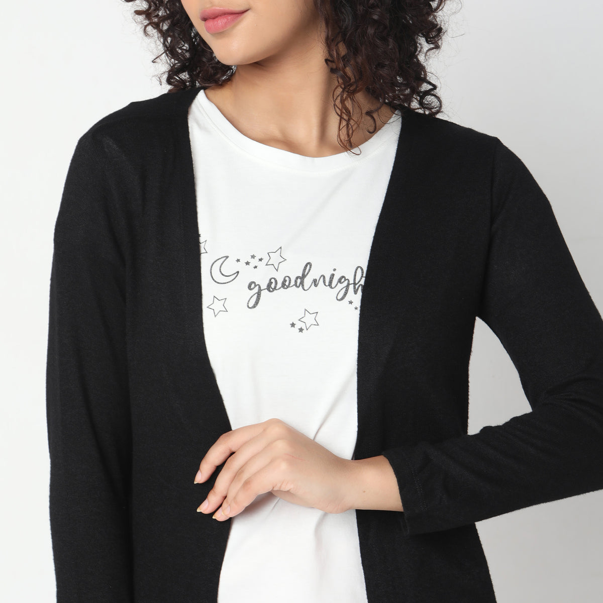 Regular Fit Solid Shrug