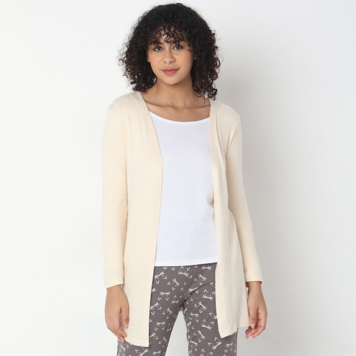 Regular Fit Solid Shrug