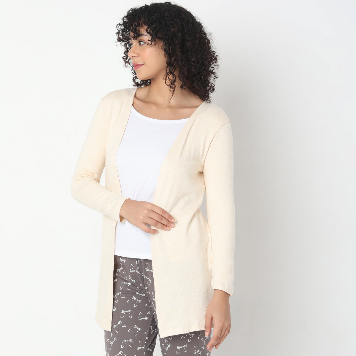 Regular Fit Solid Shrug