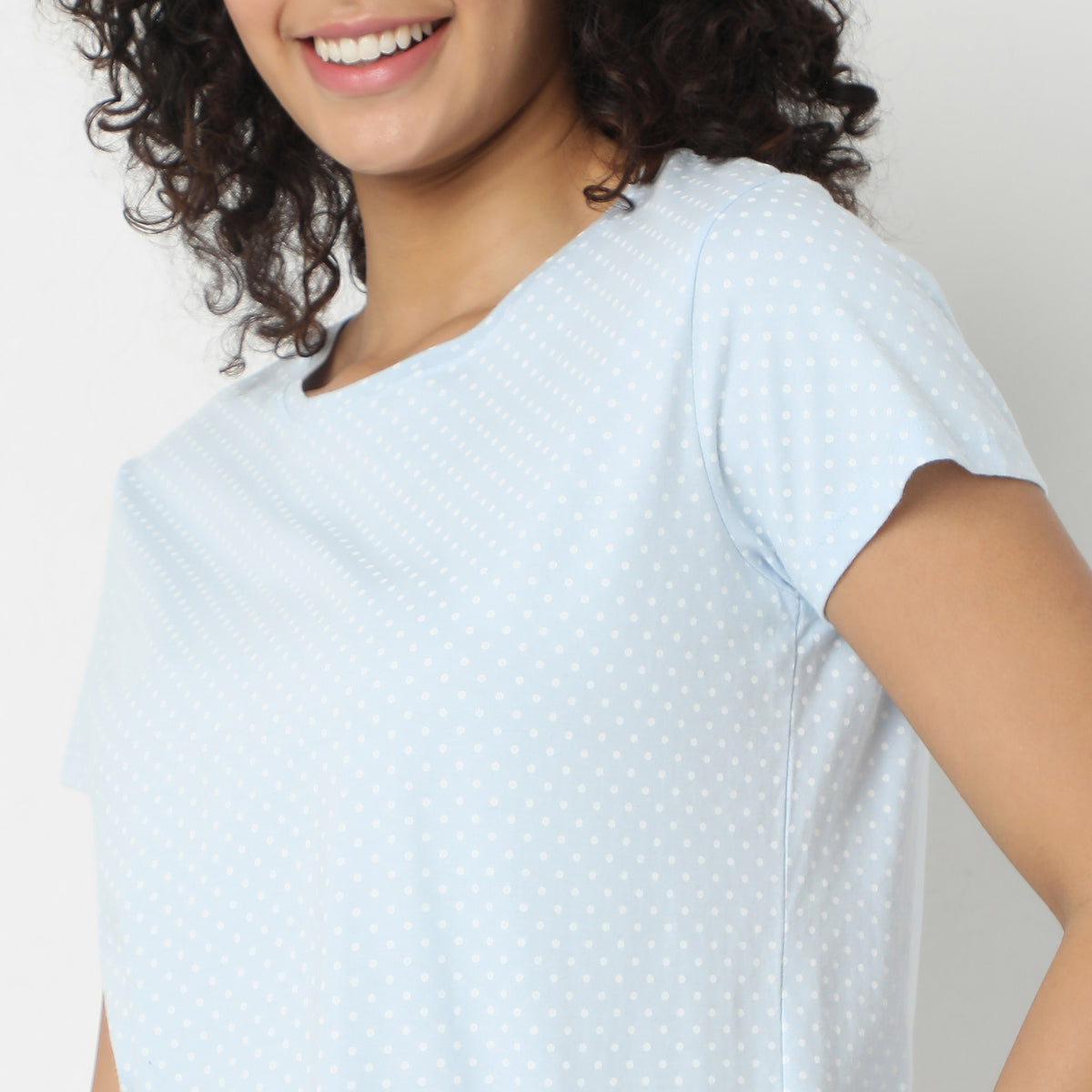 Regular Fit Polka Dot Sleepwear Top