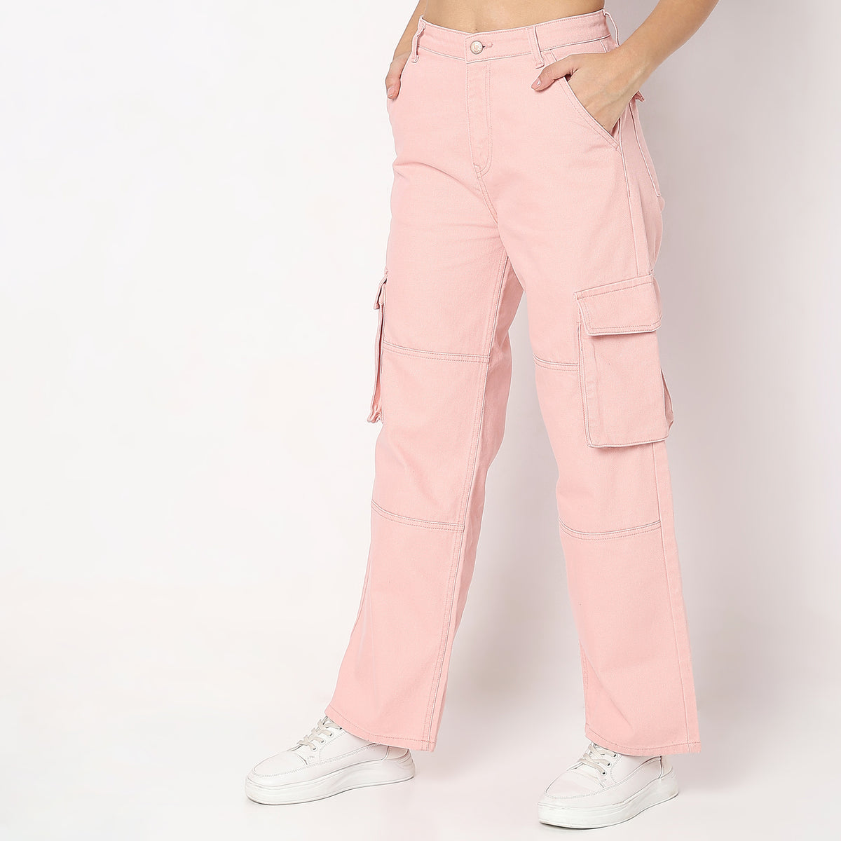 Regular Fit Solid High Rise Jeans