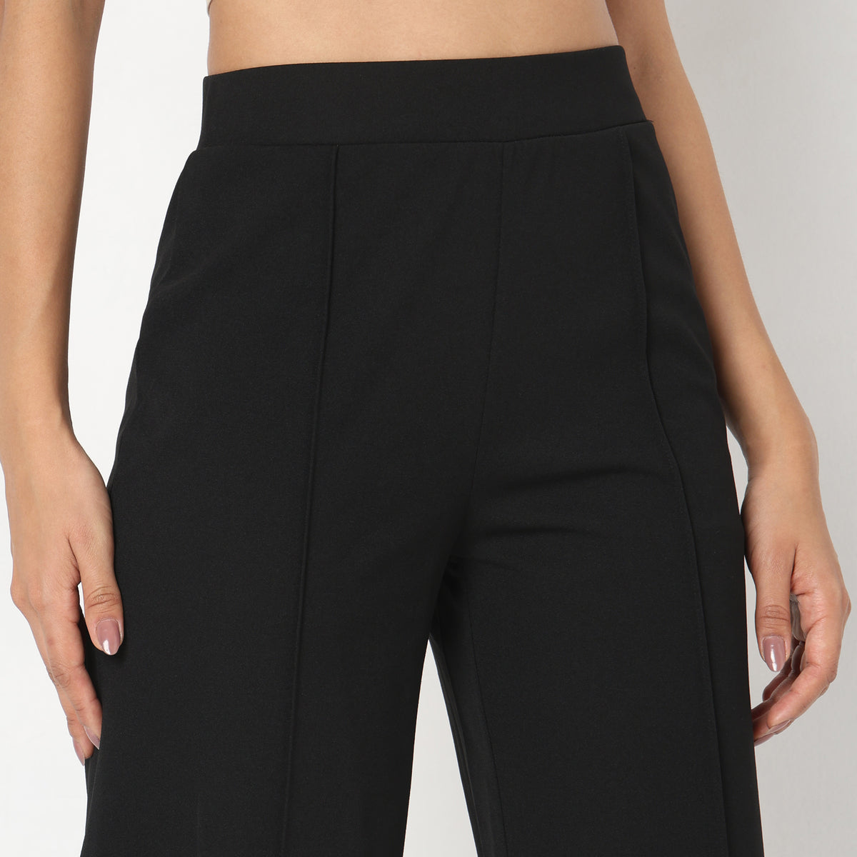 Regular Fit Solid Trousers