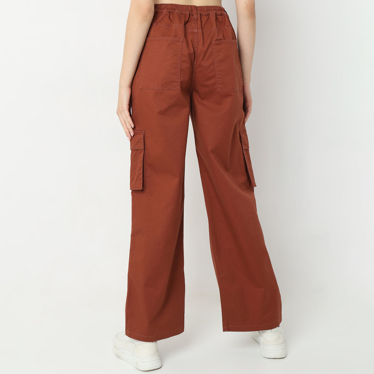 Regular Fit Solid High Rise Trousers