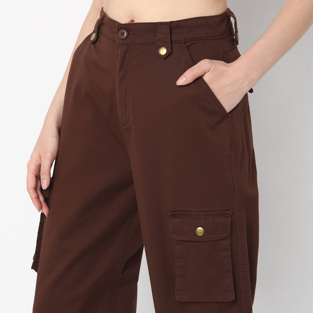 Regular Fit Solid High Rise Trousers