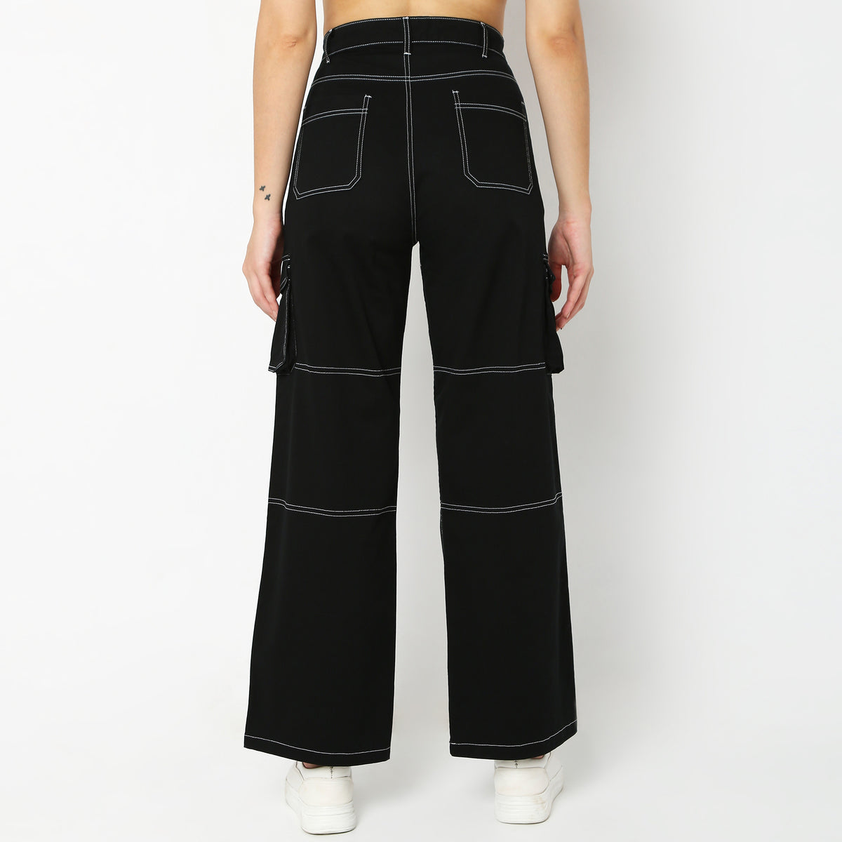 Regular Fit Solid High Rise Trousers