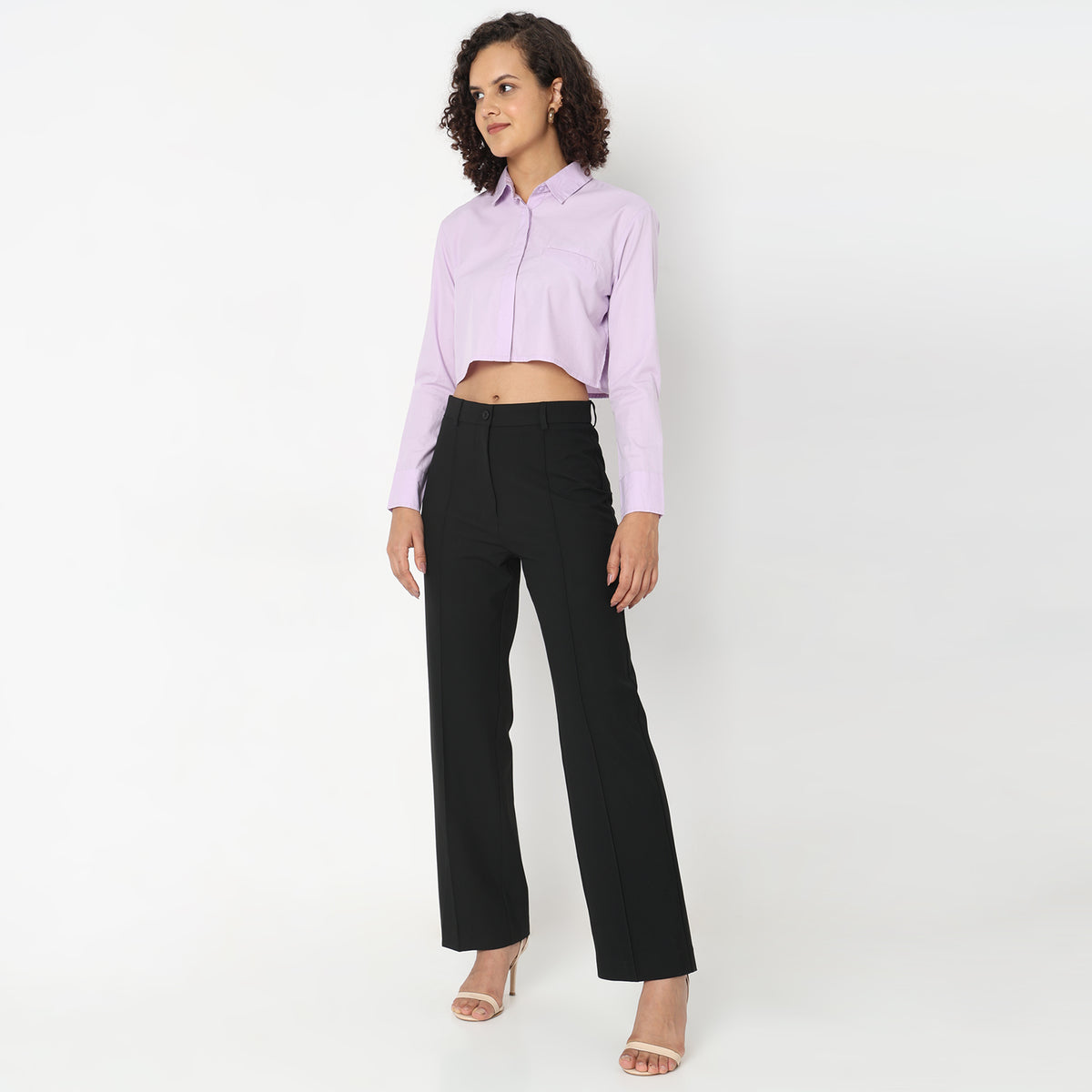 Regular Fit Solid Trousers