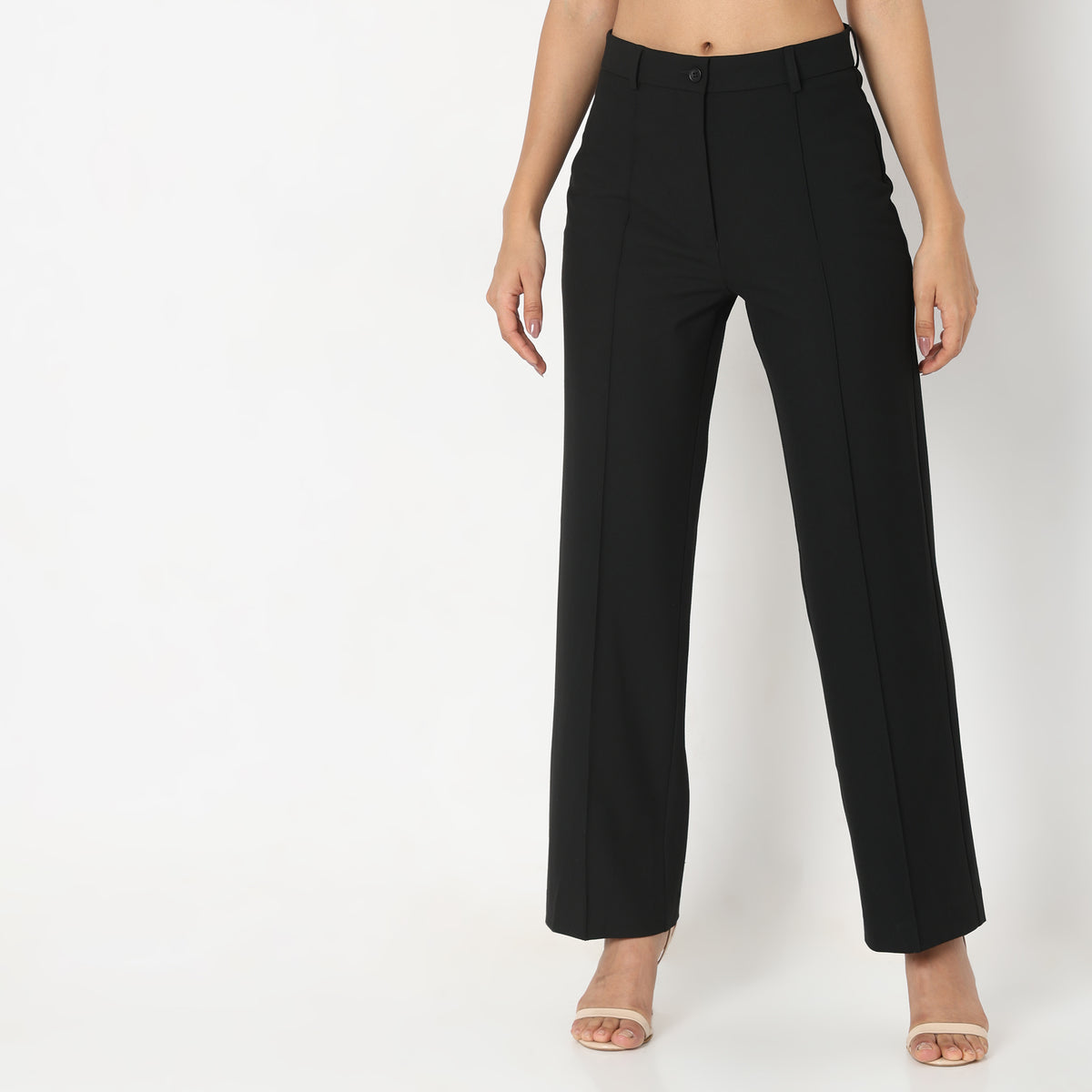 Regular Fit Solid Trousers