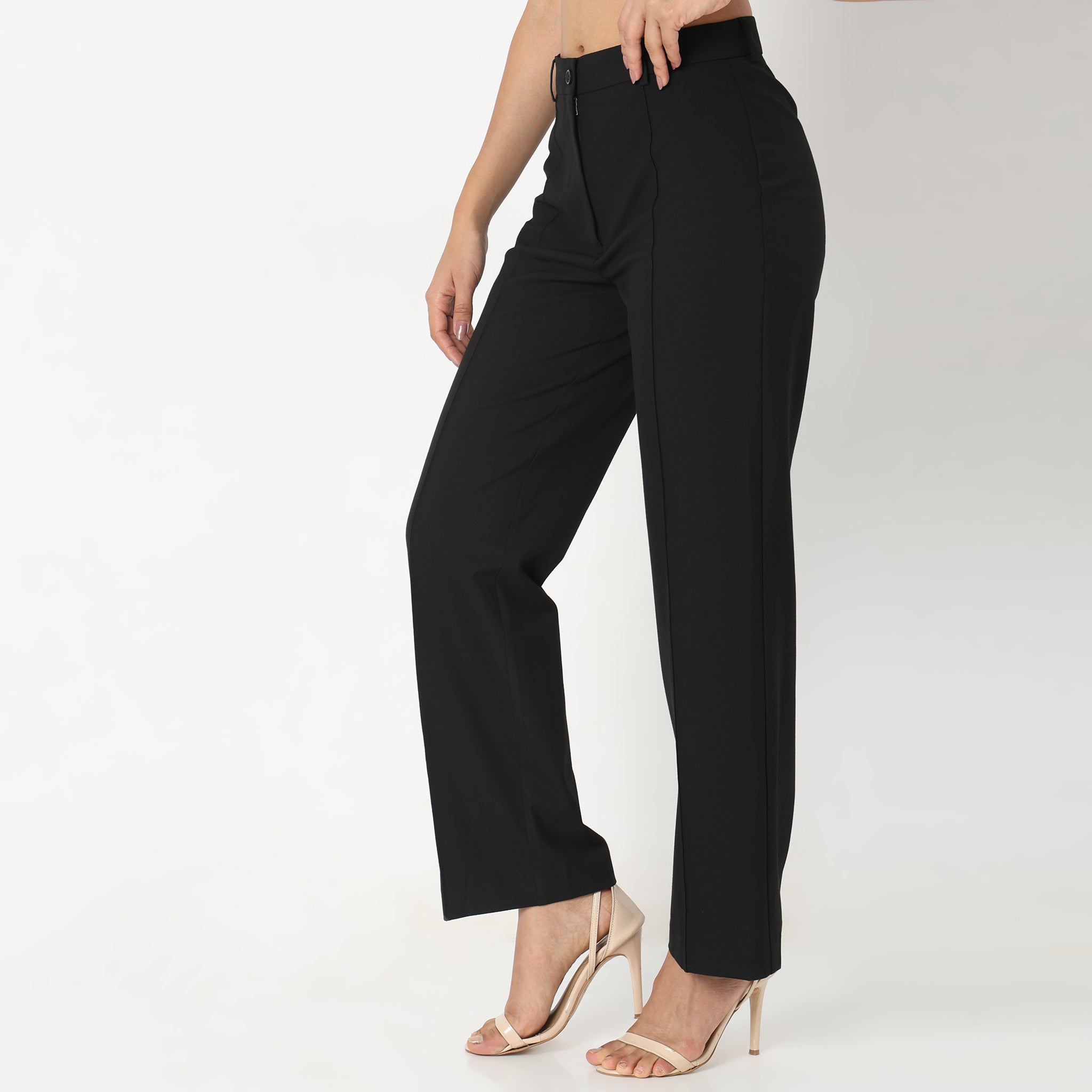 Regular Fit Solid Trousers