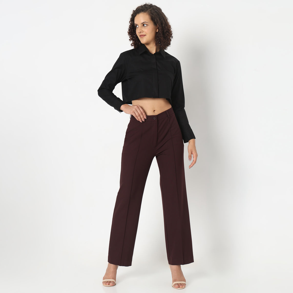 Regular Fit Solid Trousers