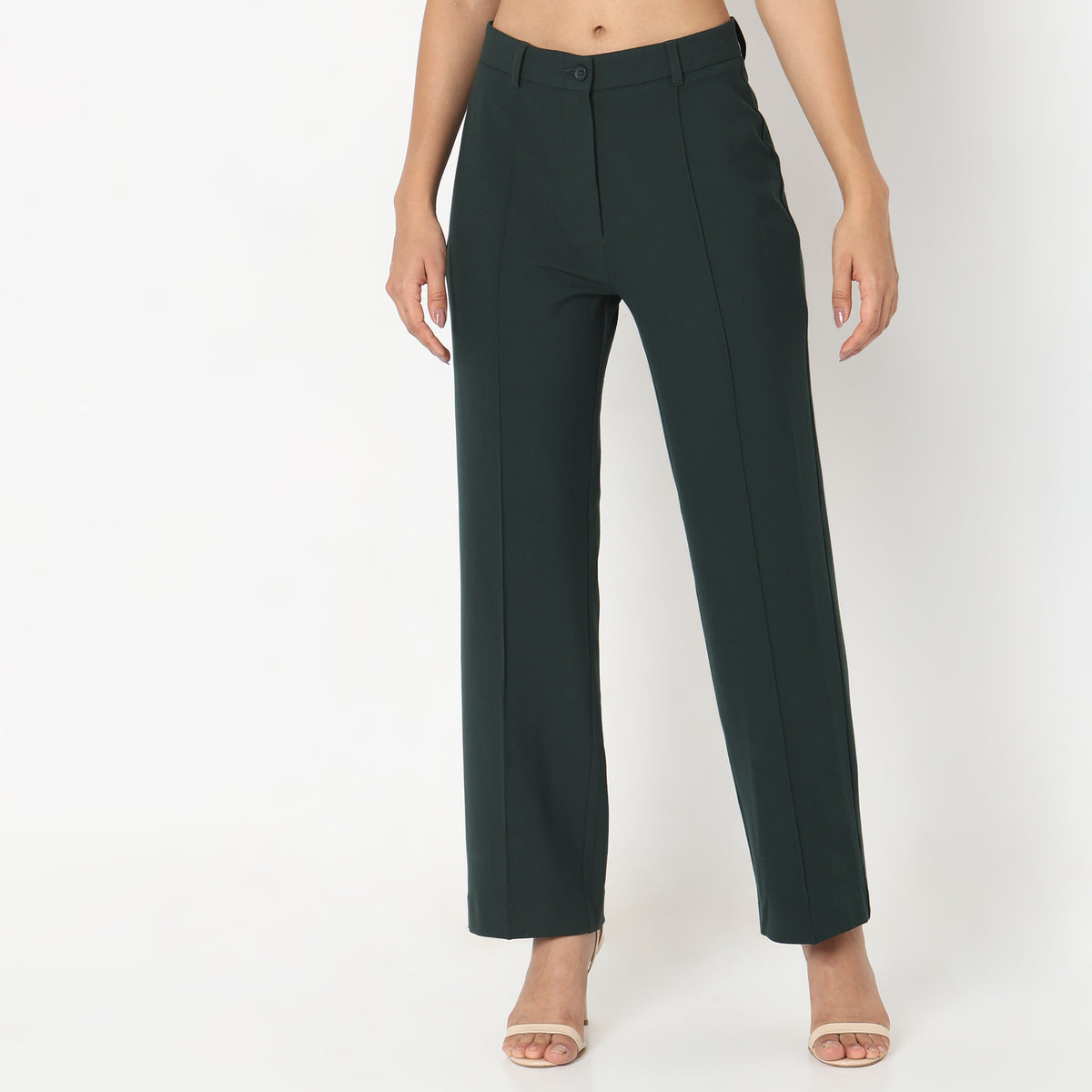 Regular Fit Solid Trousers