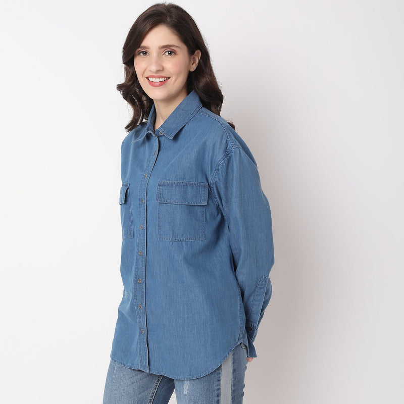 Women Wearing Regular Fit Solid Shirt