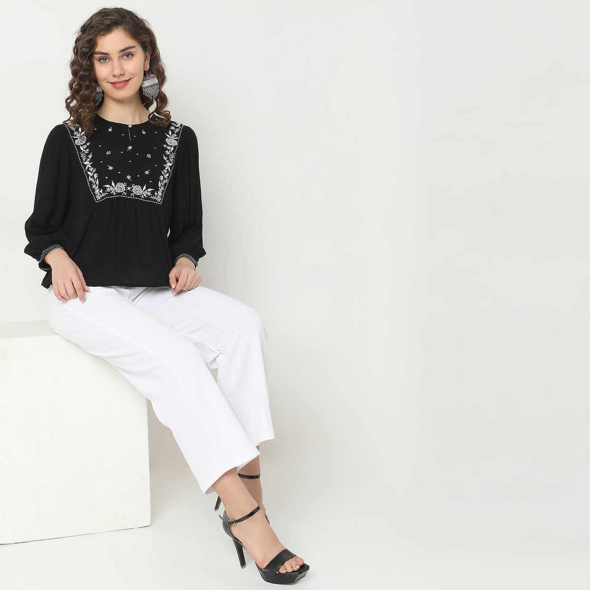 Regular Fit Embroidered Top