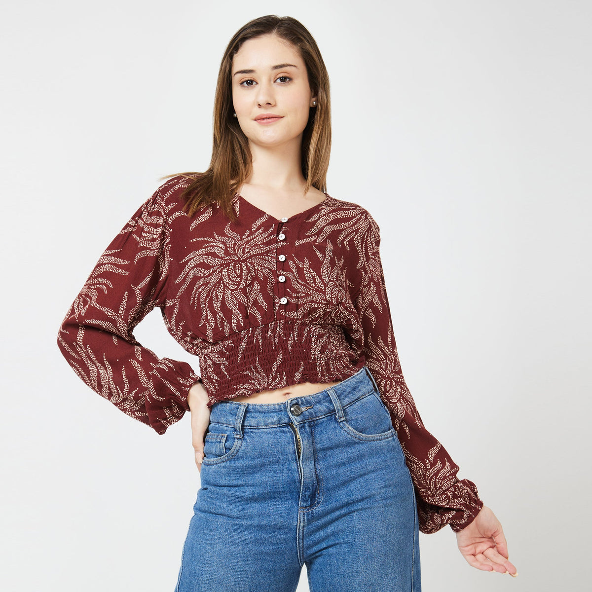 Women Wearing Regular Fit Printed Top