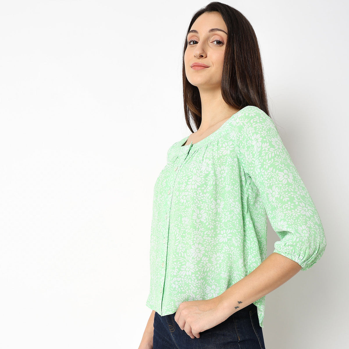 Women Wearing Regular Fit Floral Top