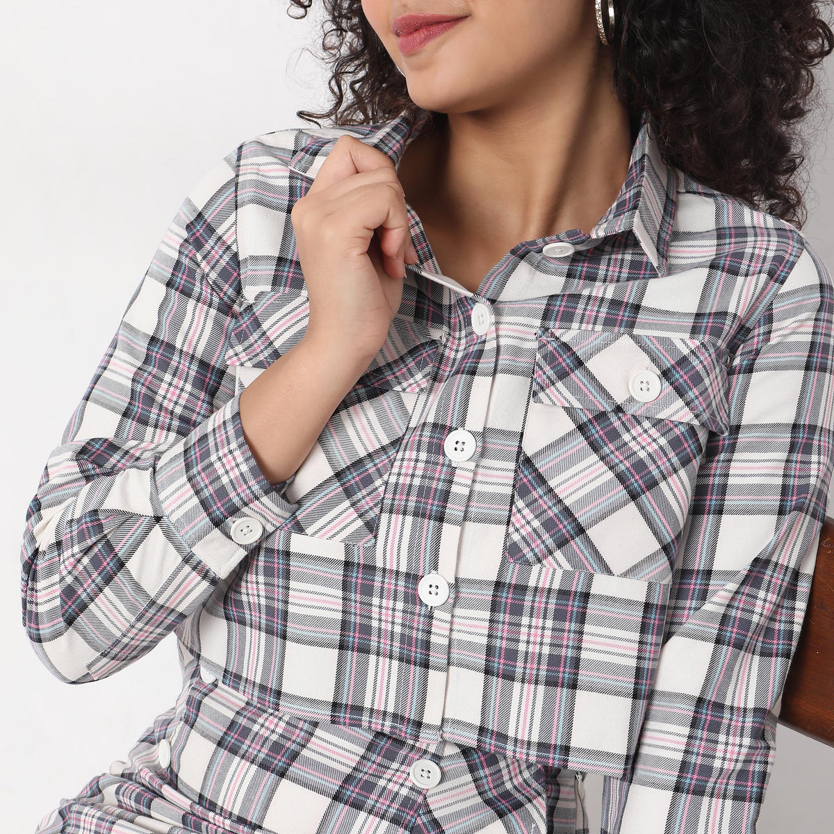 Regular Fit Checkered Top