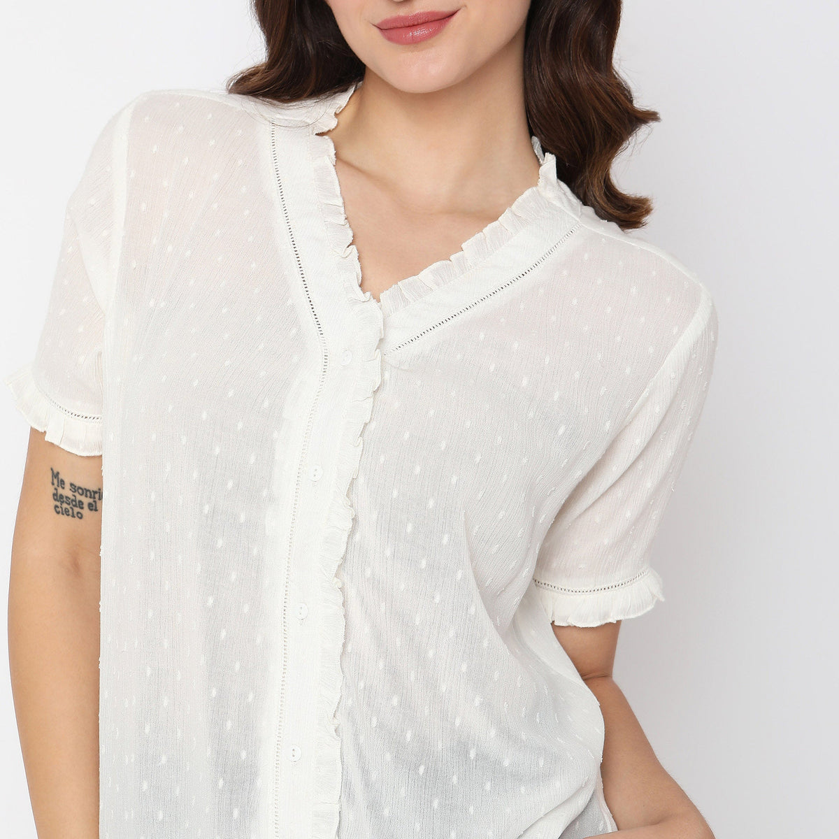 Women Wearing Regular Fit Solid Top