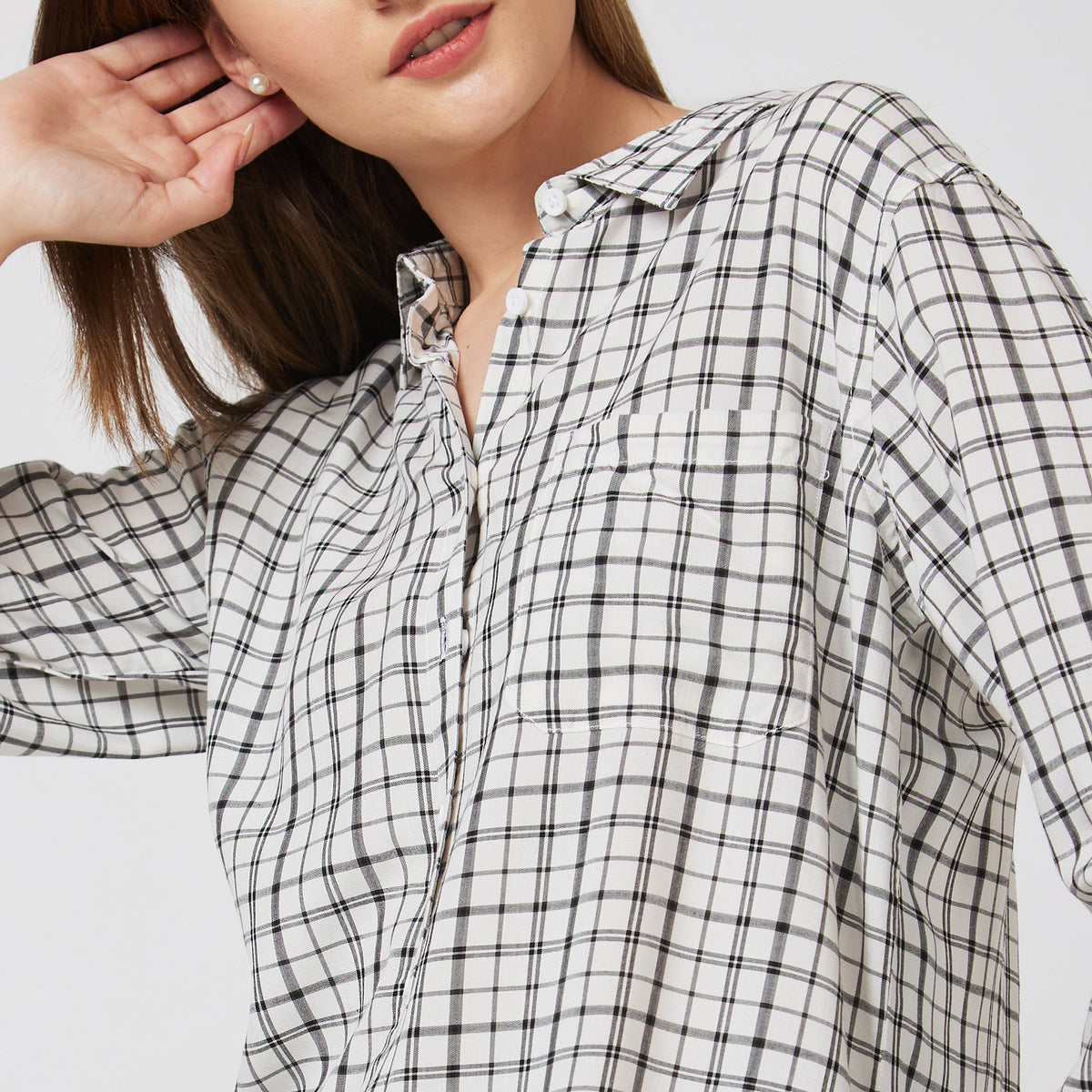 Women Wearing Regular Fit Checkered Shirt