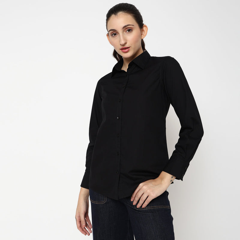 Women Wearing Regular Fit Solid Shirt