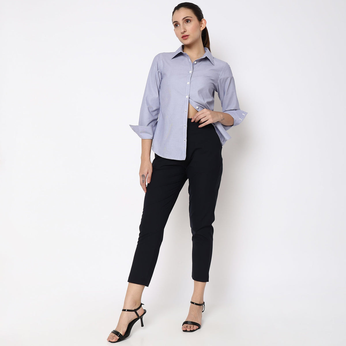 Women Wearing Regular Fit Solid Shirt