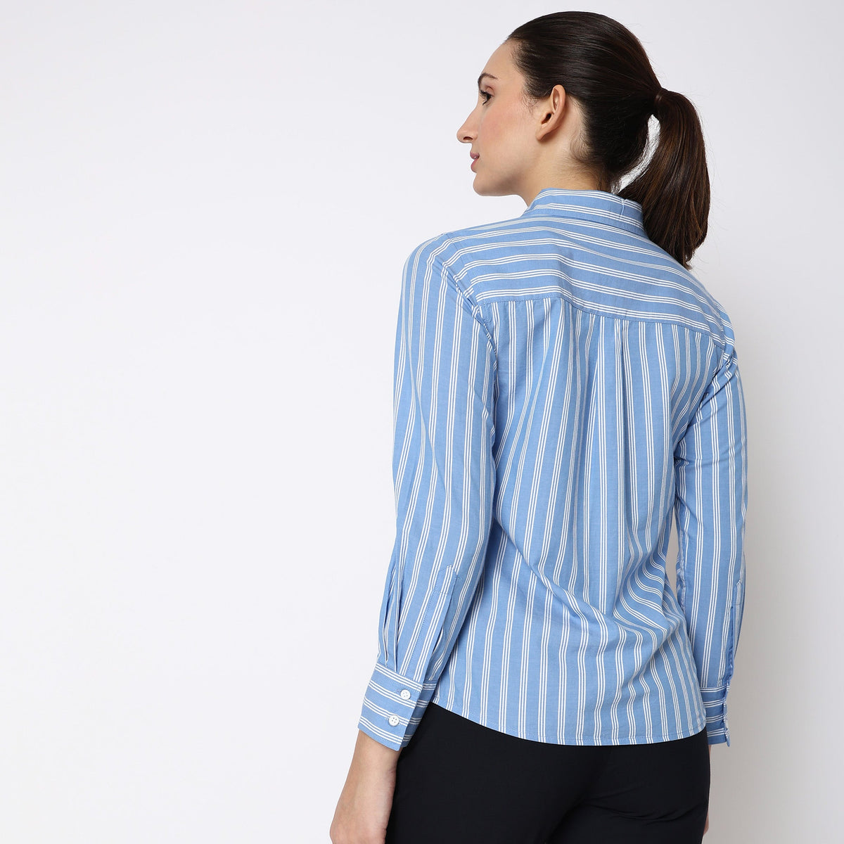 Women Wearing Regular Fit Striped Shirt