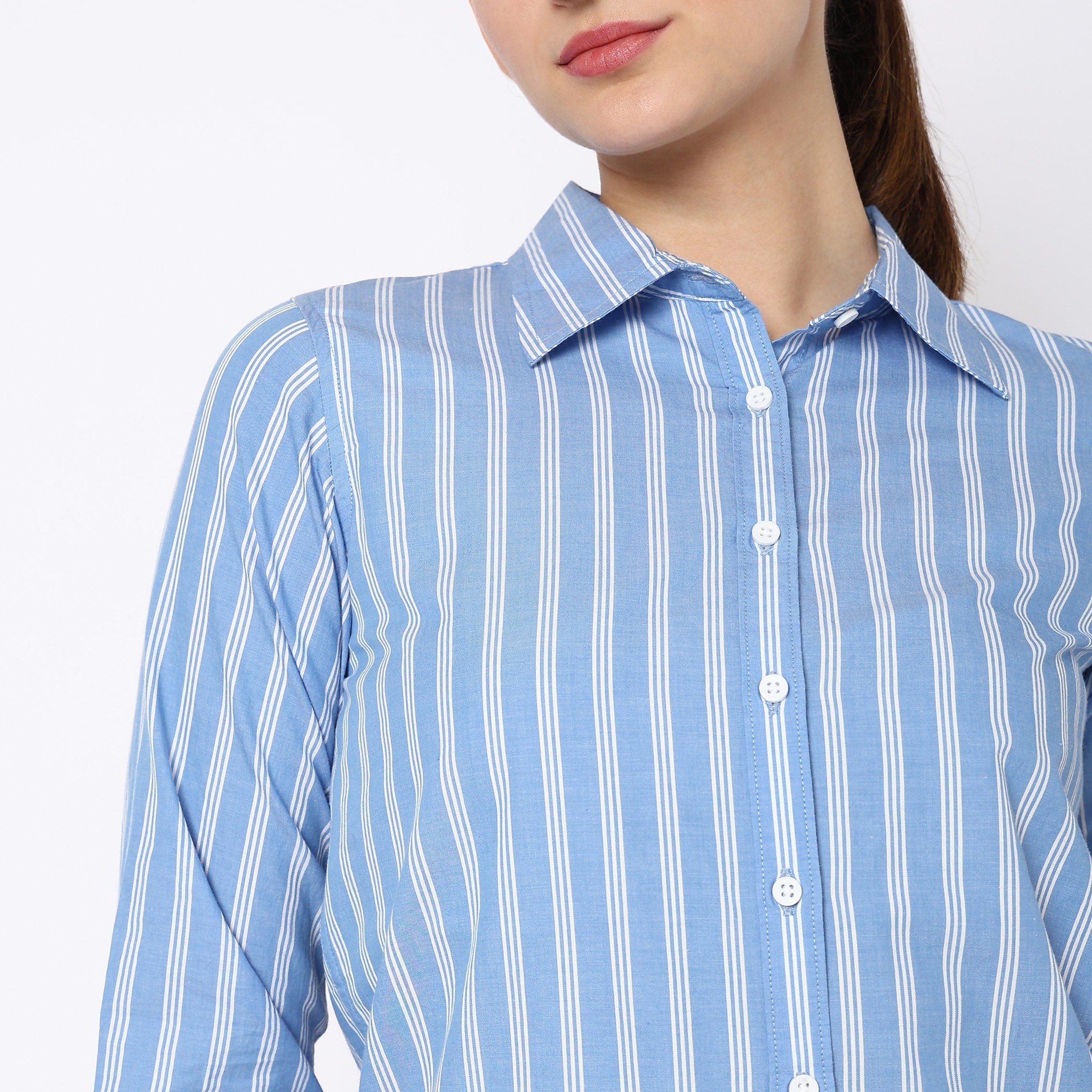Women Wearing Regular Fit Striped Shirt