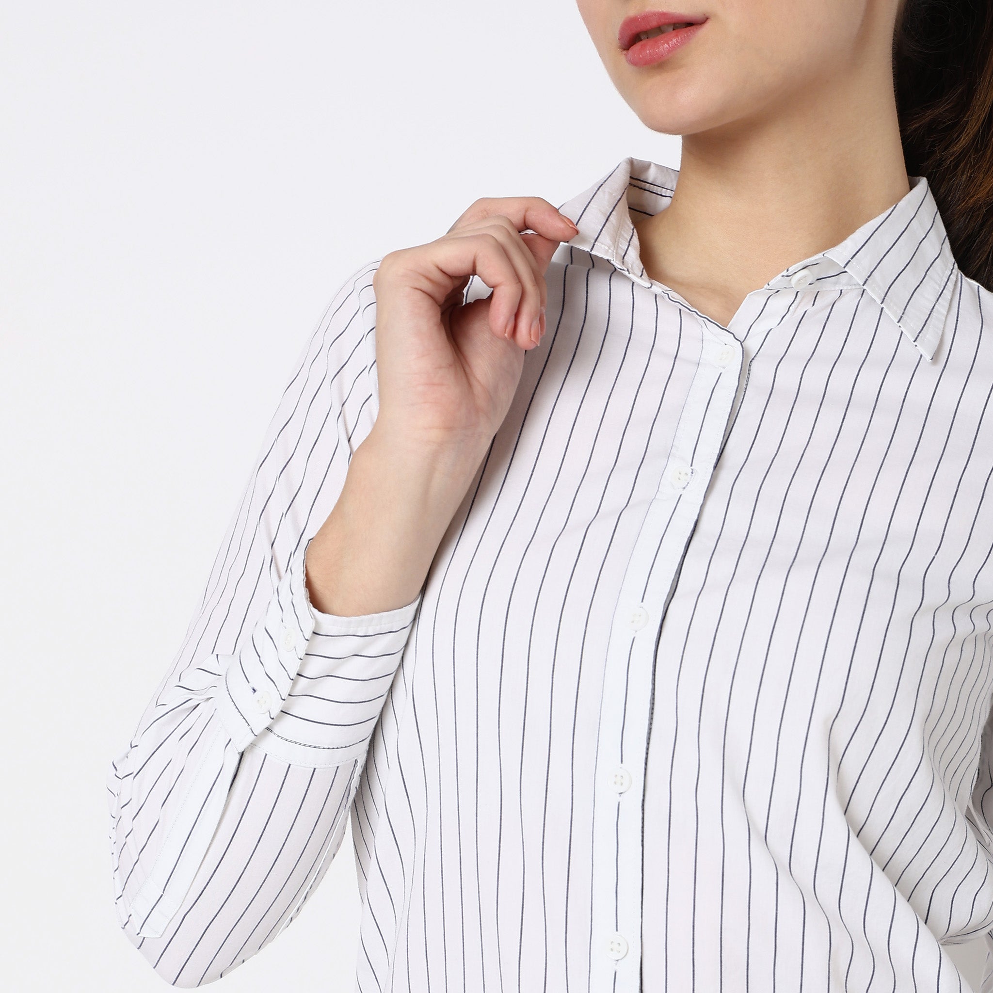 Women Wearing Regular Fit Striped Shirt