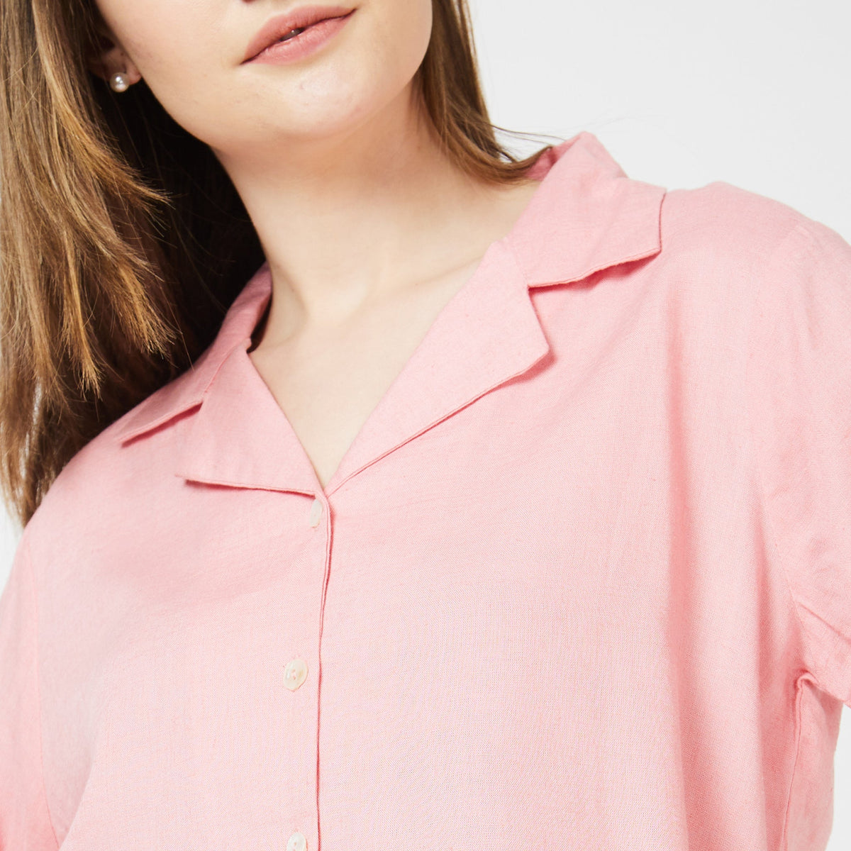 Women Wearing Boxy Fit Solid Shirt