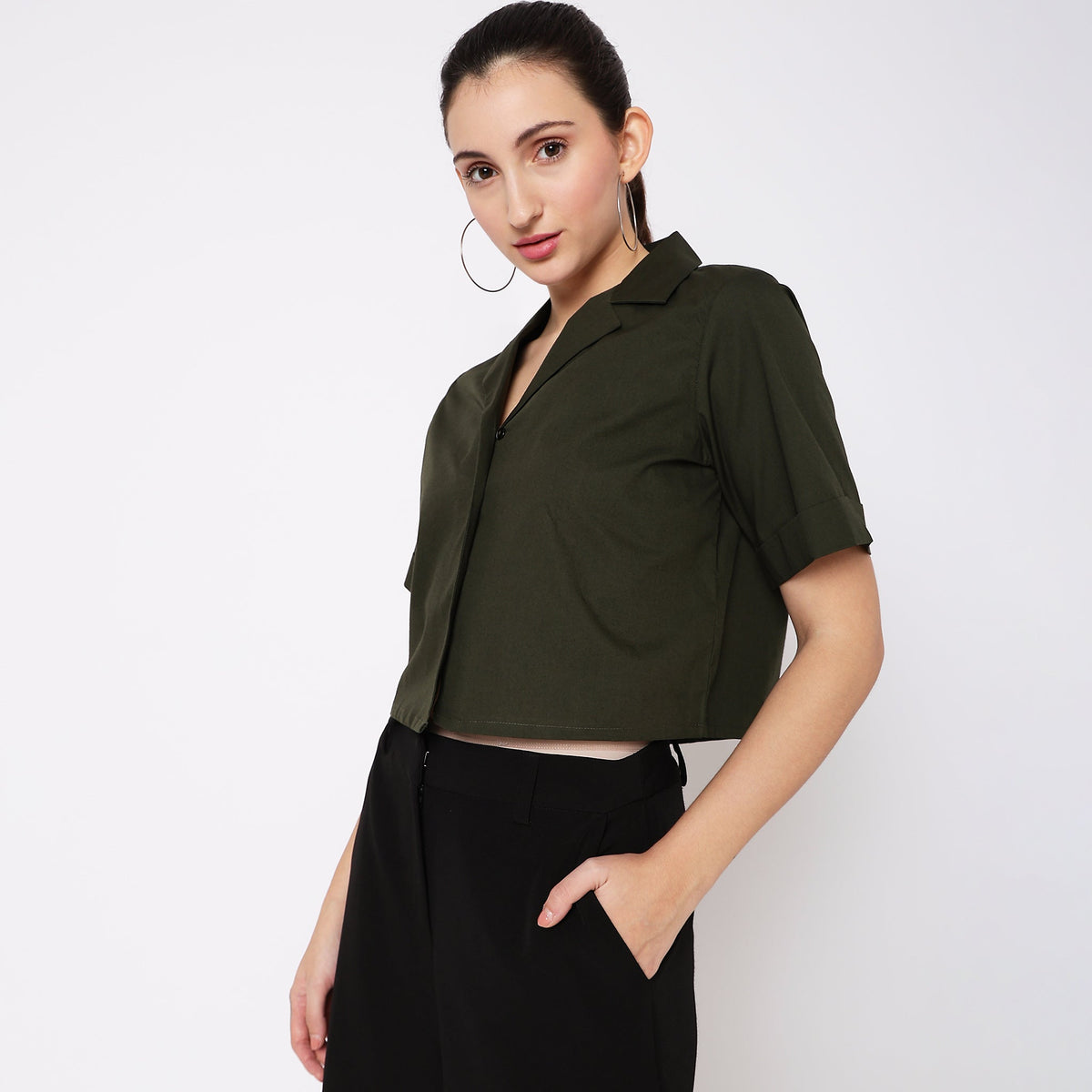 Women Wearing Regular Fit Solid Top