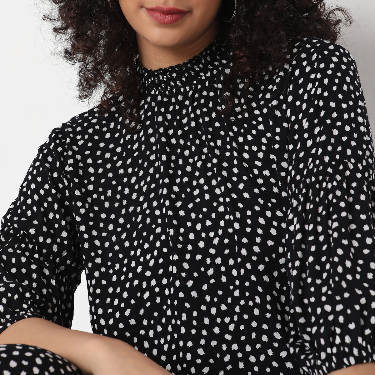 Regular Fit Polka Dot Top