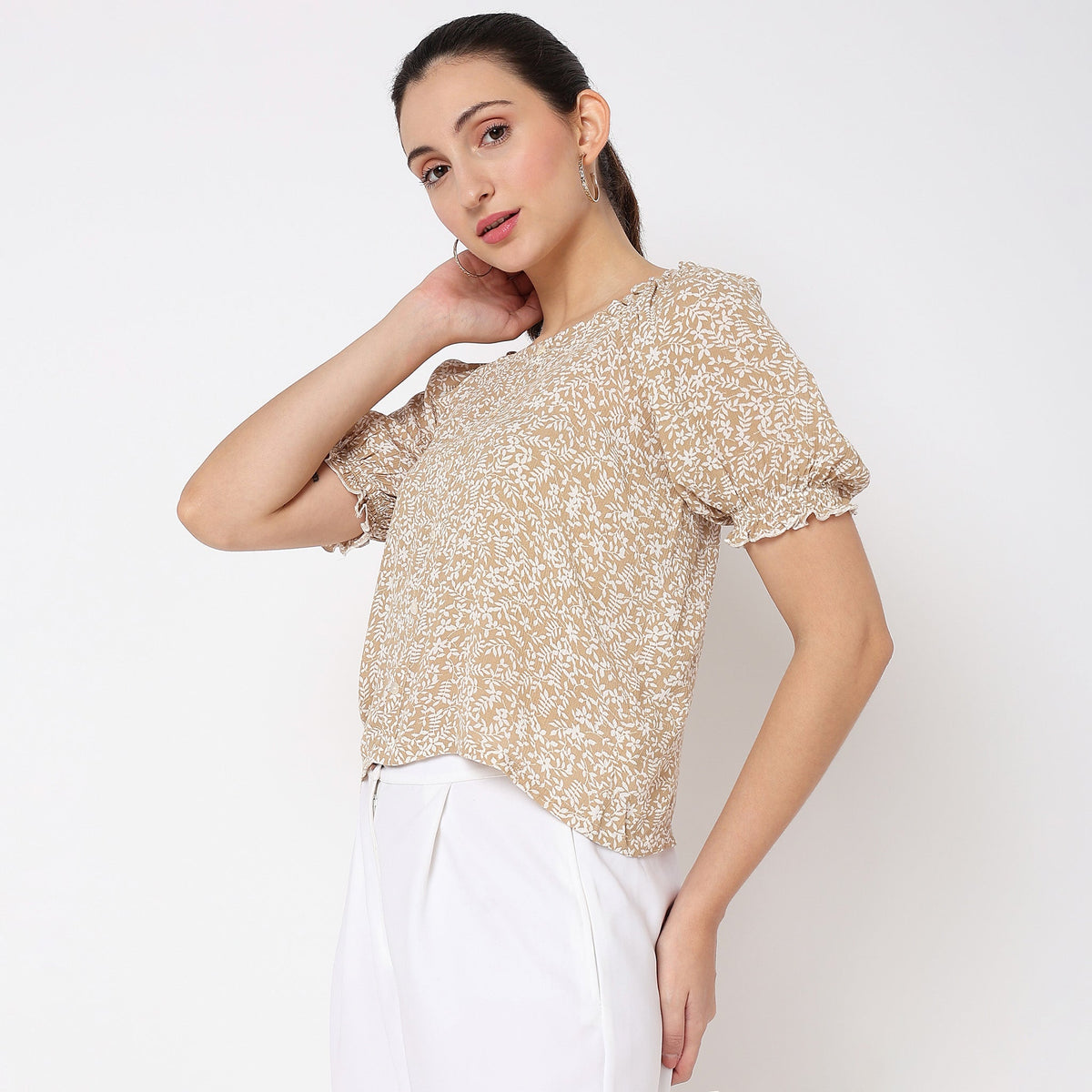 Women Wearing Regular Fit Printed Top