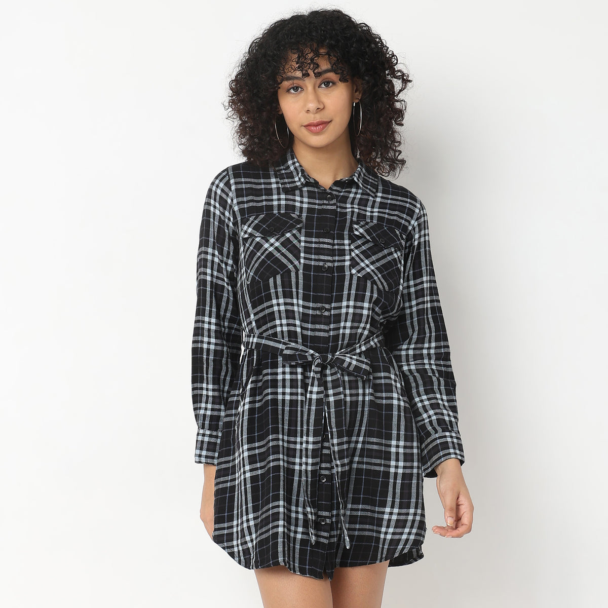 Regular Fit Checkered Dress