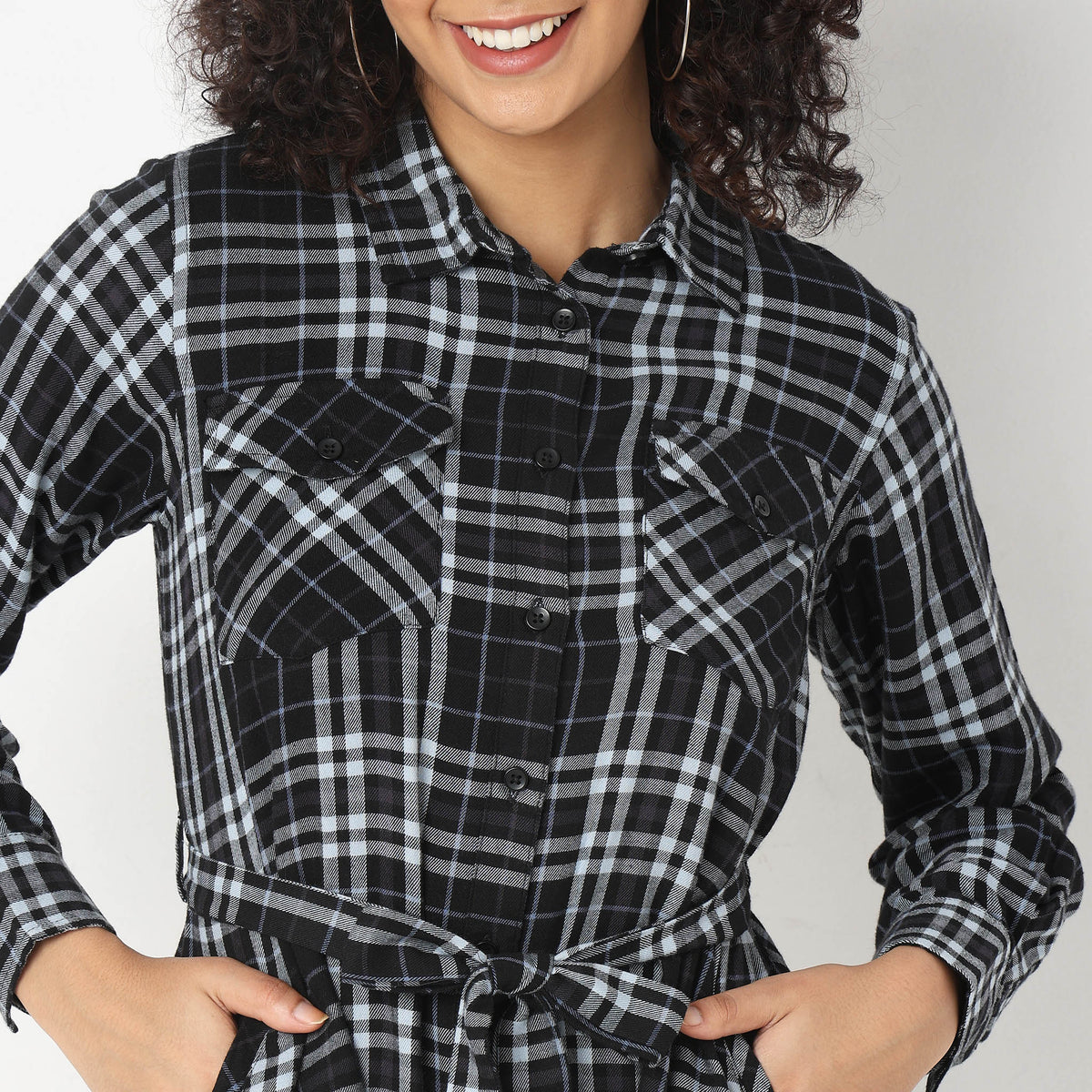 Regular Fit Checkered Dress