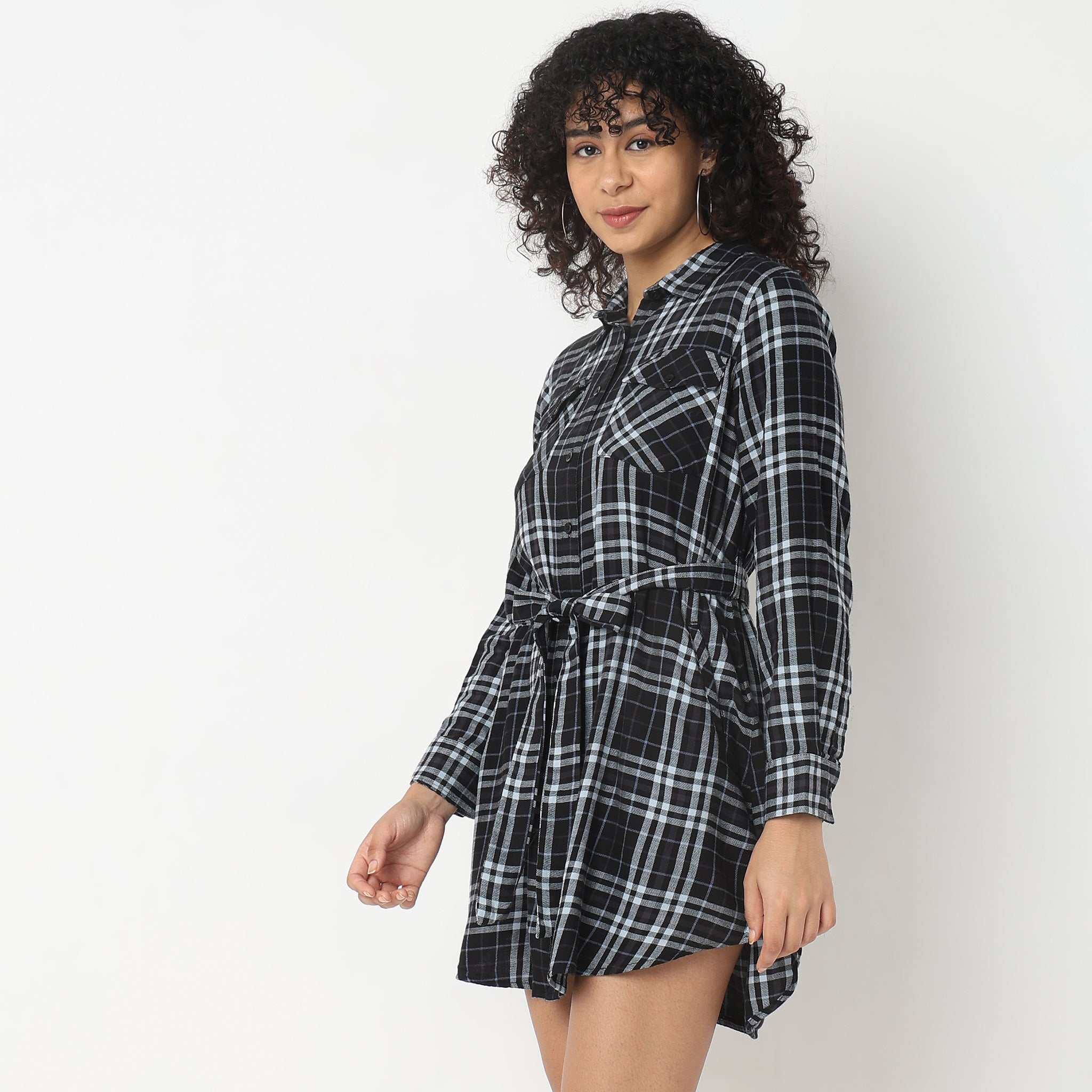 Regular Fit Checkered Dress