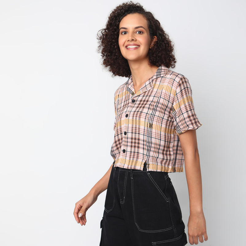 Regular Fit Checkered Top