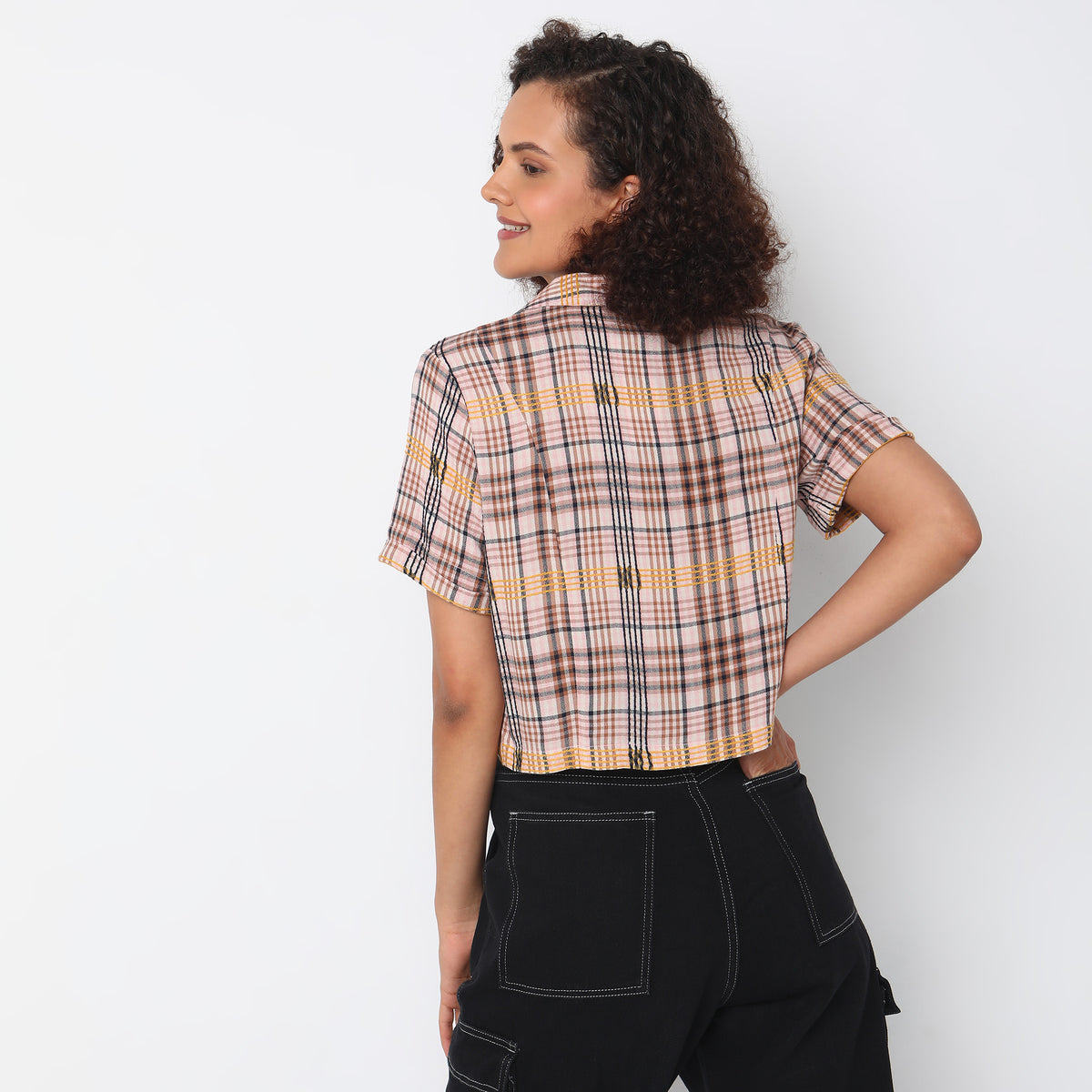 Regular Fit Checkered Top