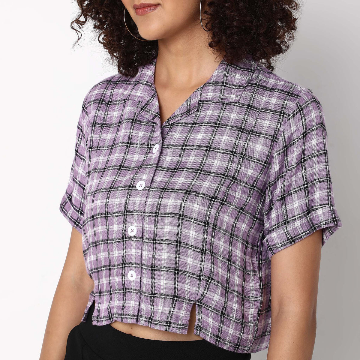 Relaxed Fit Checkered Top