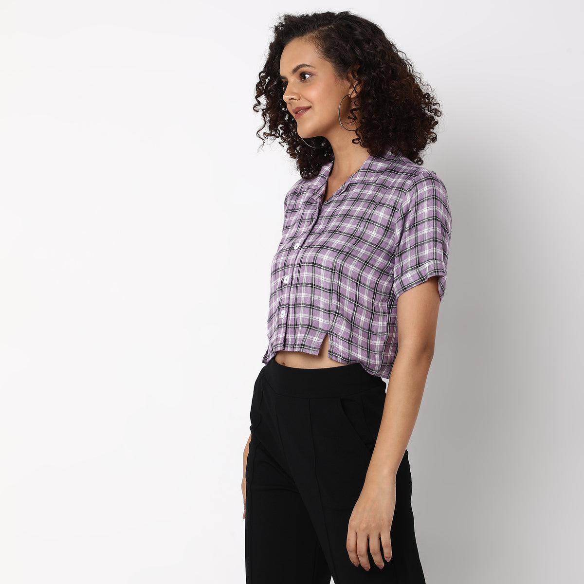 Relaxed Fit Checkered Top