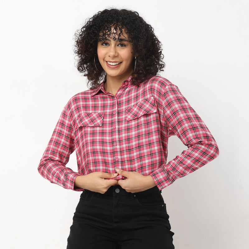 Comfort Fit Checkered Top