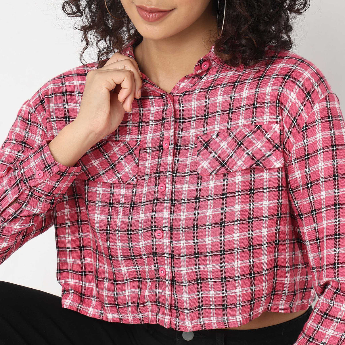 Comfort Fit Checkered Top