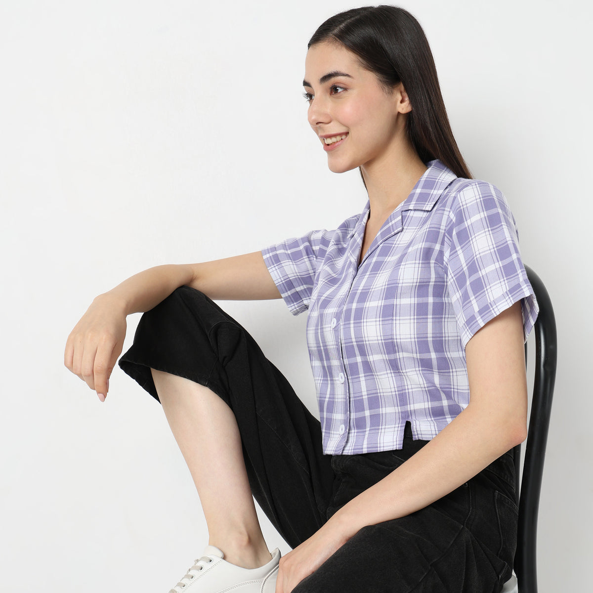 Regular Fit Checkered Top