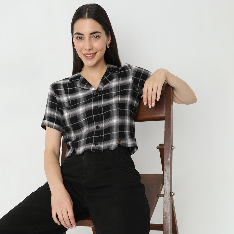 Regular Fit Checkered Top