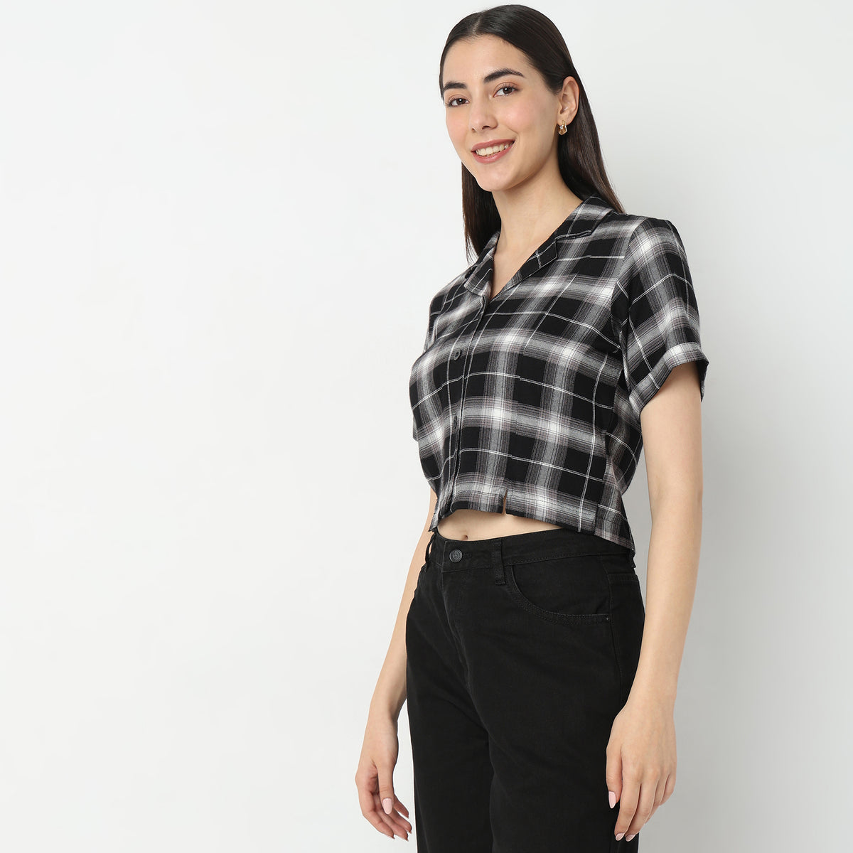 Regular Fit Checkered Top