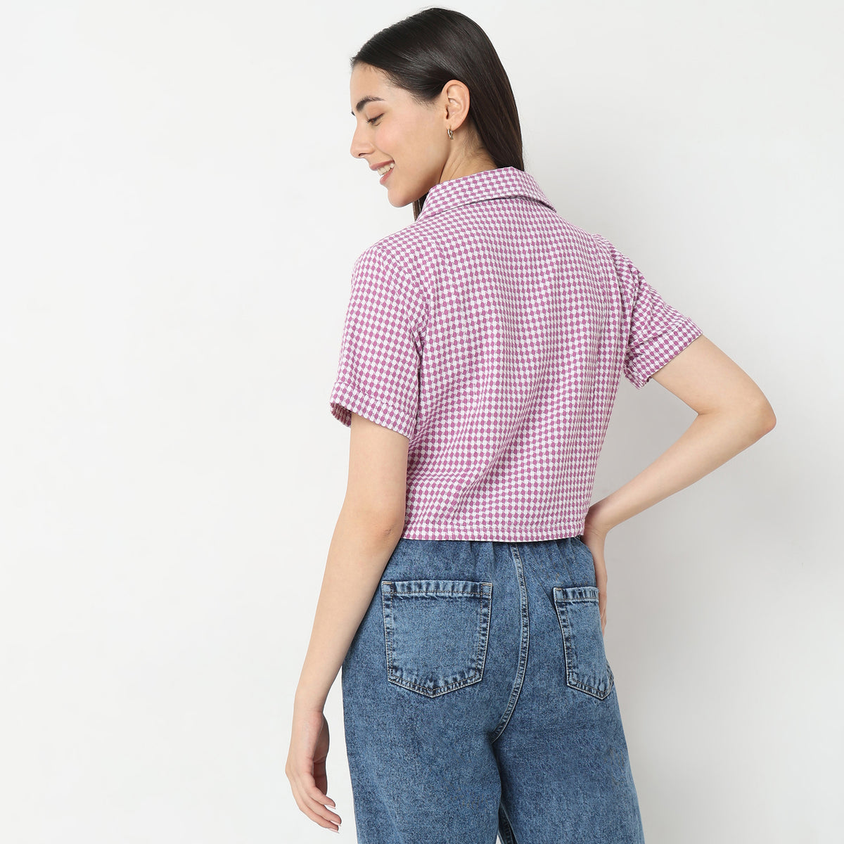 Regular Fit Checkered Top